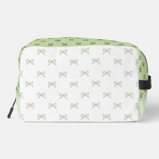 Green Stripe Bow Pattern Coquette Cosmetic Toilettasje (Achterkant)