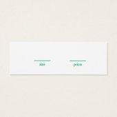Green Stripe Clothing Size Price Hangtag Card Mini Visitekaartjes (Achterkant)