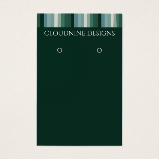 Green Stripe Earring Ketting Jewelry Display Card Visitekaartje (Voorkant)