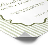 Green Stripe Elegant Wedding Bridal Shower Welcome Poster (Hoek)