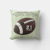 Green Stripe Football Jongens Geboorterecord Kussen (Voorkant)