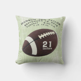 Green Stripe Football Jongens Geboorterecord Kussen