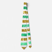 Green Stripe Glitter gift voor mannen Stropdas (Voorkant)