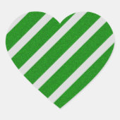 Green Stripe Glitter Hart Sticker (Voorkant)