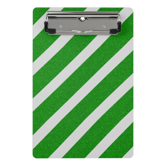 Green Stripe Glitter Mini Klembord (Voorkant)