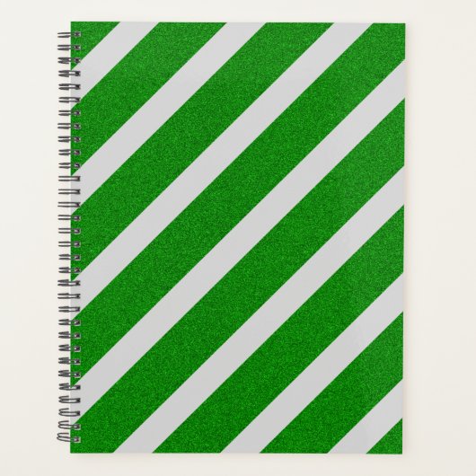 Green Stripe Glitter Planner (Voorkant)