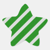 Green Stripe Glitter Ster Sticker (Voorkant)
