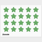 Green Stripe Glitter Ster Sticker (Vel)