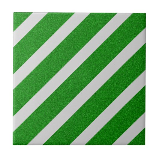 Green Stripe Glitter Tegeltje (Voorkant)
