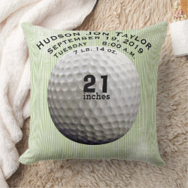 Green Stripe Golf Ball Jongens Geboorterecord Kussen