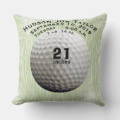 Green Stripe Golf Ball Jongens Geboorterecord Kussen (Voorkant)