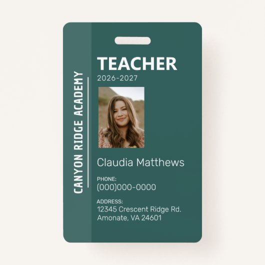 Green Stripe Homeschool Educator ID Badge (Voorkant)