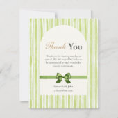 Green Stripe Modern Photo Wedding Bedankkaart (Voorkant)