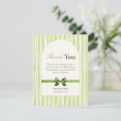 Green Stripe Modern Photo Wedding Bedankkaart (Staand voorkant)