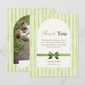 Green Stripe Modern Photo Wedding Bedankkaart (Voorkant / Achterkant)