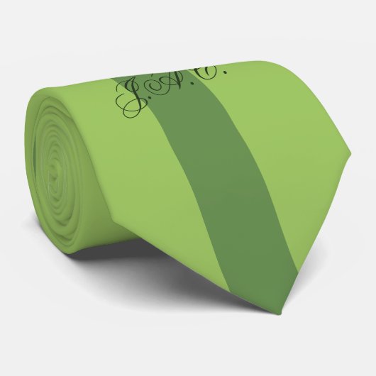Green Stripe Monogrammed Stropdas (Opgerold)