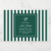 Green Stripe Tennis Bachelorette elegant modern Sparkling Wijnetiket (Enkel label)