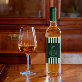 Green Stripe Tennis Bachelorette elegant modern Wijn Etiket