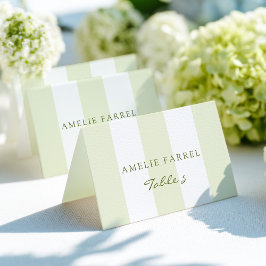 Green Stripe Wedding Escort Name Cards Kaart
