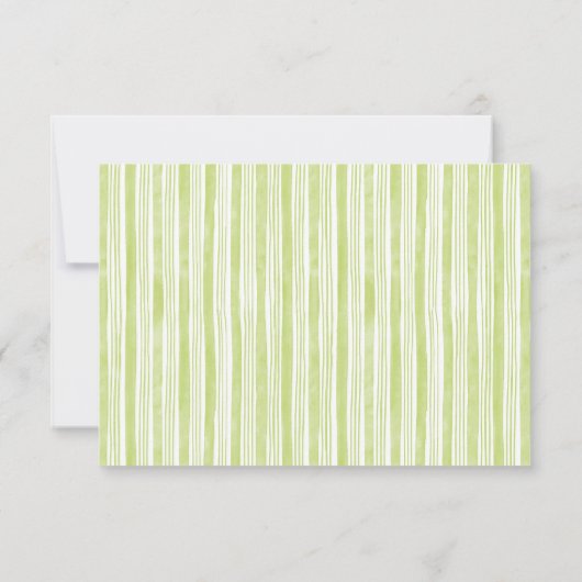 Green Stripe Wedding RSVP Postcards with QR Code (Achterkant)
