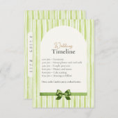 Green Stripe Wedding Timeline Cards with QR Code Informatiekaartje (Voorkant / Achterkant)