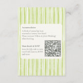 Green Stripe Wedding Timeline Cards with QR Code Informatiekaartje (Achterkant)