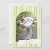 Green Stripe with Arch Wedding Save the Date Cards Kaart (Achterkant)