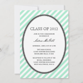 Green Striped Afstuderen Invitation Kaart
