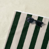 Green striped beach towel strandlaken (In situ)