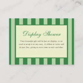 Green Striped Bridal Shower Display Shower Informatiekaartje