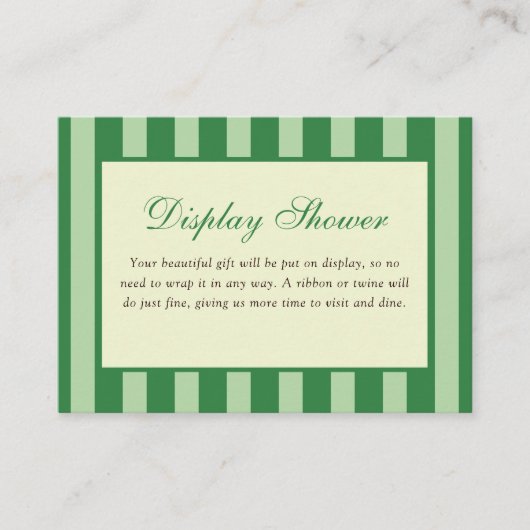 Green Striped Bridal Shower Display Shower Informatiekaartje (Voorkant)