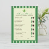 Green Striped Clover He said She said Game Card Kaart (Staand voorkant)