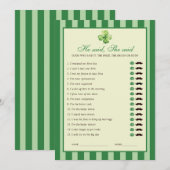 Green Striped Clover He said She said Game Card Kaart (Voorkant / Achterkant)