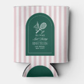 Green striped elegant tennis-themed bachelorette blikjeskoeler (Voorkant)