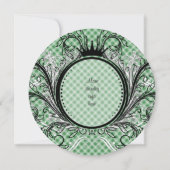 Green Striped Gingham Uitnodiging (Achterkant)