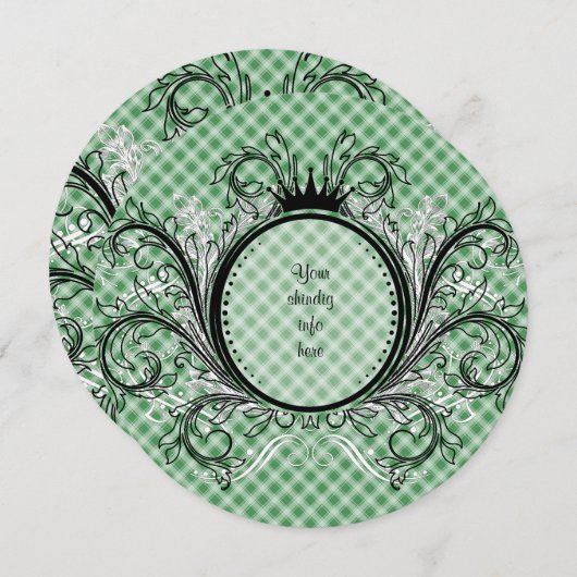 Green Striped Gingham Uitnodiging (Voorkant / Achterkant)