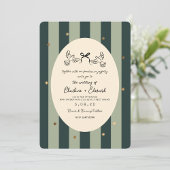 Green Striped Gold Star Wedding Kaart