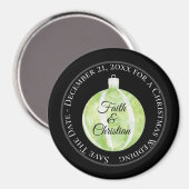 Green Striped kerstversiering/Save the Date Magneet (Voorkant / Achterkant)