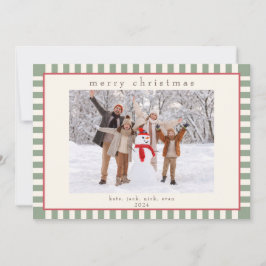 Green Striped Photo Card voor Kerstmis Feestdagenkaart