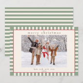 Green Striped Photo Card voor Kerstmis Feestdagenkaart (Voorkant / Achterkant)