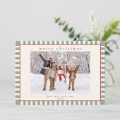 Green Striped Photo Card voor Kerstmis Feestdagenkaart (Staand voorkant)