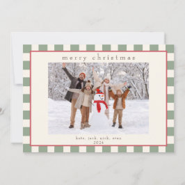 Green Striped Photo Card voor Kerstmis Feestdagenkaart