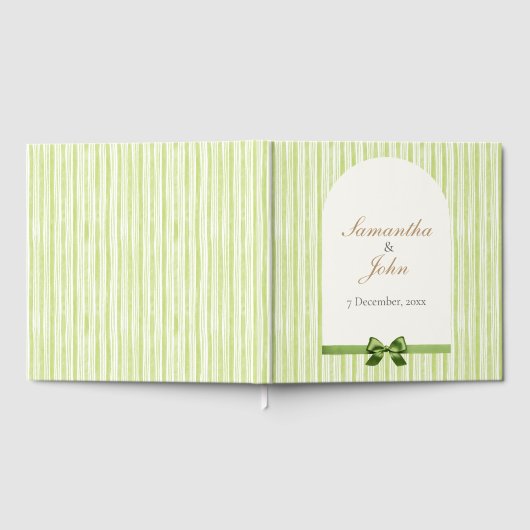 Green Striped Retro Wedding Gastenboek (Volledig)