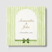 Green Striped Retro Wedding Gastenboek (Voorkant)