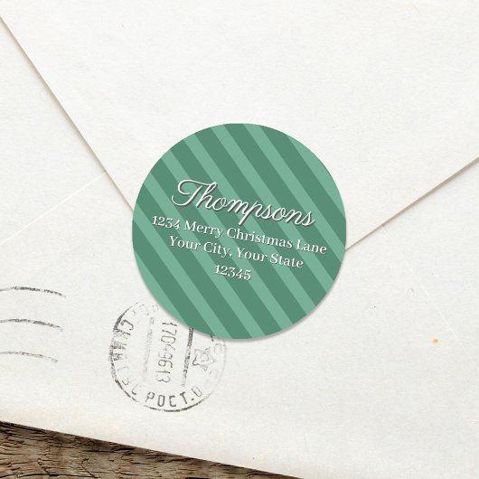 Green Striped Return Address Label