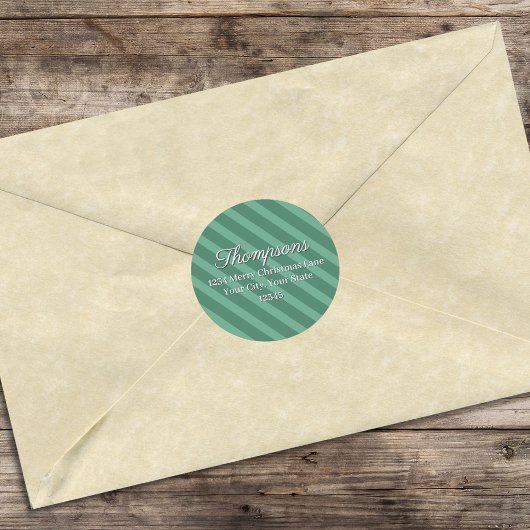Green Striped Return Address Label