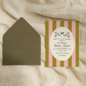 Green Striped Star Wedding  Kaart