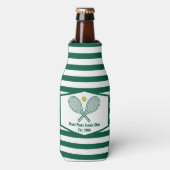 Green Striped Tennis Country Club Custom Flesjeskoeler (Fles Voorkant)