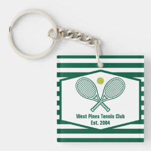 Green Striped Tennis Custom Country Club Sleutelhanger