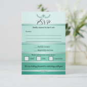 Green Striped Tone on Tone Wedding RSVP Card Kaart (Staand voorkant)